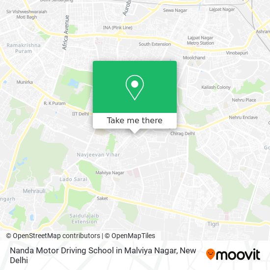 Nanda Motor Driving School in Malviya Nagar map