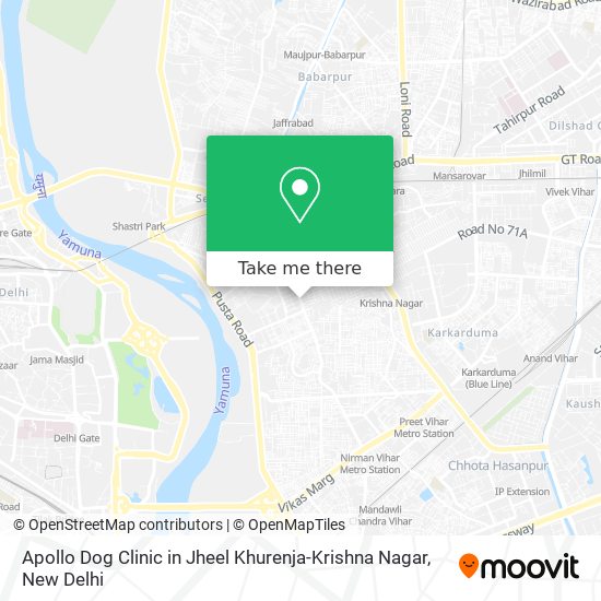 Apollo Dog Clinic in Jheel Khurenja-Krishna Nagar map
