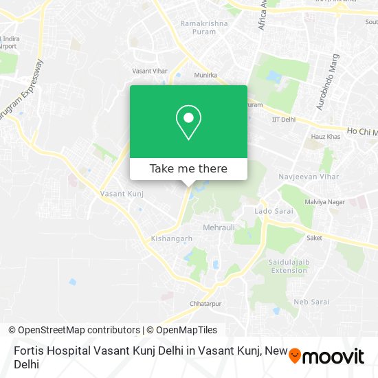 Fortis Hospital Vasant Kunj Delhi in Vasant Kunj map