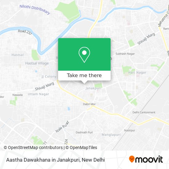Aastha Dawakhana in Janakpuri map