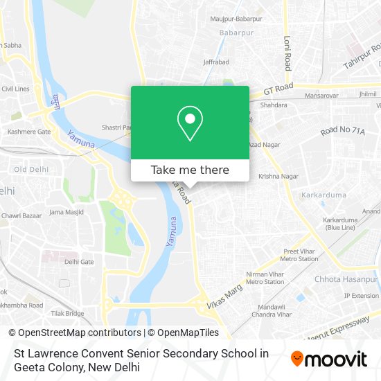 St Lawrence Convent Senior Secondary School in Geeta Colony map
