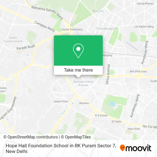 Hope Hall Foundation School in RK Puram Sector 7 map