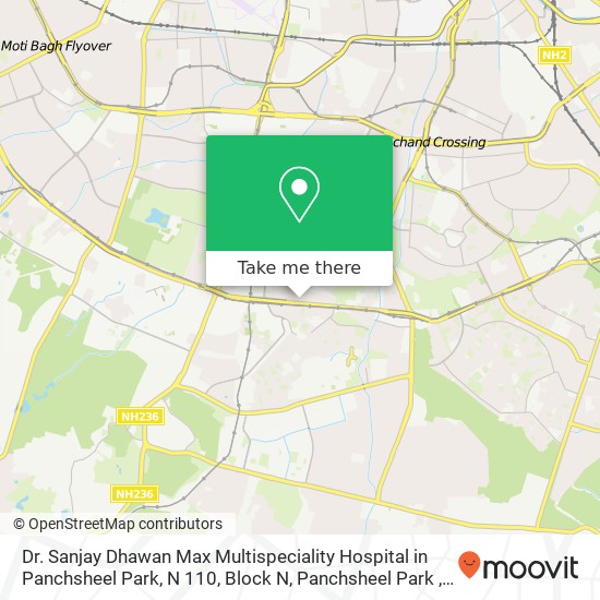 Dr. Sanjay Dhawan Max Multispeciality Hospital in Panchsheel Park, N 110, Block N, Panchsheel Park map