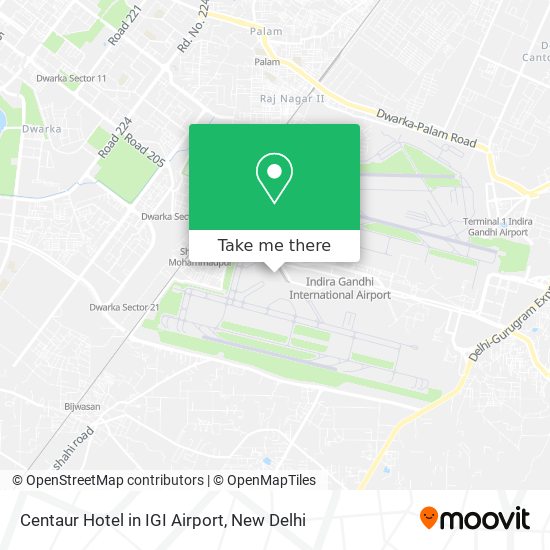 Centaur Hotel in IGI Airport map