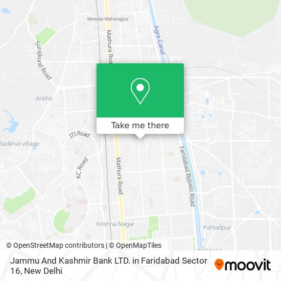 Jammu And Kashmir Bank LTD. in Faridabad Sector 16 map