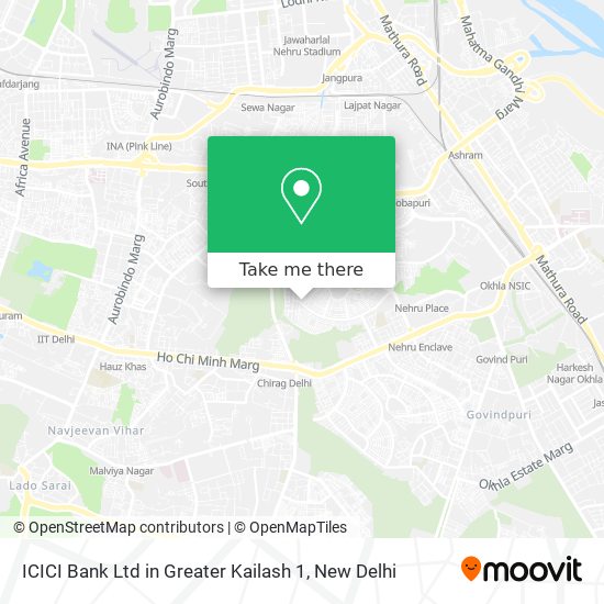 ICICI Bank Ltd in Greater Kailash 1 map