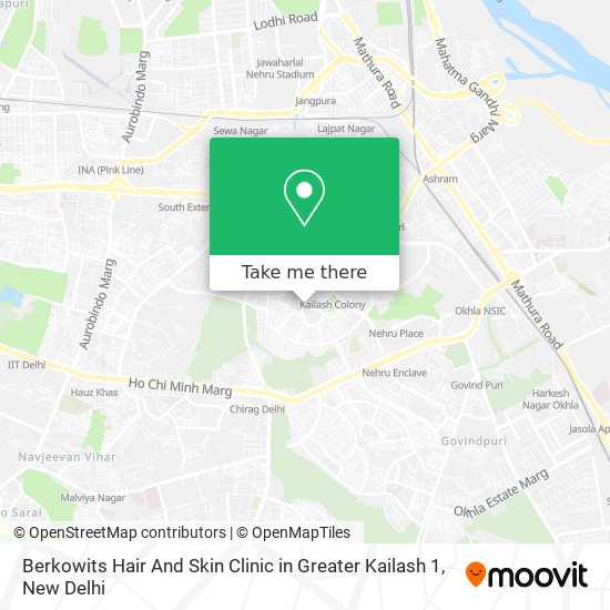 How to get to Berkowits Hair And Skin Clinic in Greater Kailash 1 in Delhi  by Metro, Bus or Train?