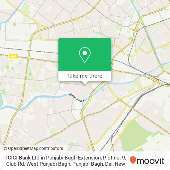 ICICI Bank Ltd in Punjabi Bagh Extension, Plot no. 9, Club Rd, West Punjabi Bagh, Punjabi Bagh, Del map