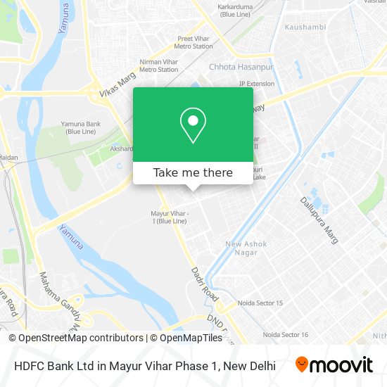 HDFC Bank Ltd in Mayur Vihar Phase 1 map