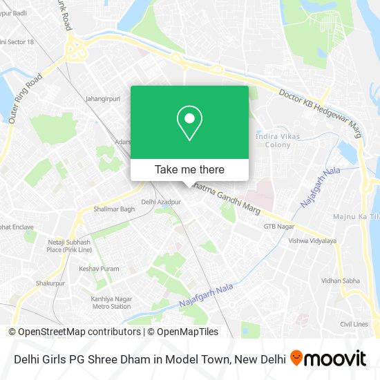 Delhi Girls PG Shree Dham in Model Town map