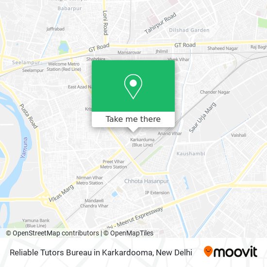 Reliable Tutors Bureau in Karkardooma map