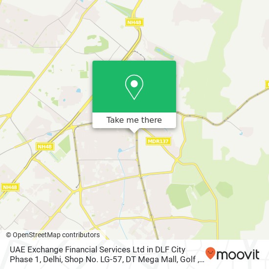 UAE Exchange Financial Services Ltd in DLF City Phase 1, Delhi, Shop No. LG-57, DT Mega Mall, Golf map