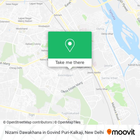 Nizami Dawakhana in Govind Puri-Kalkaji map