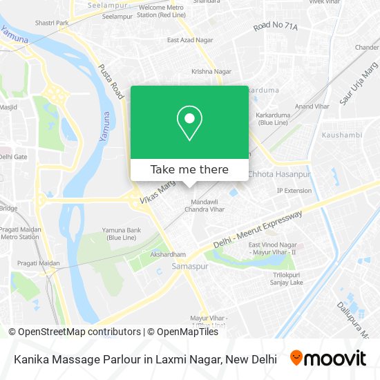 Kanika Massage Parlour in Laxmi Nagar map