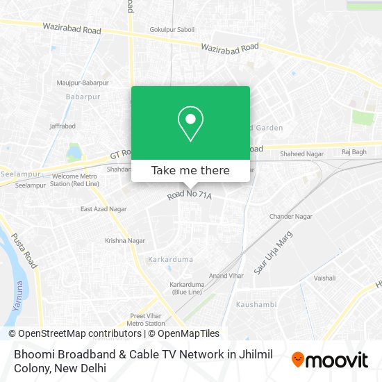 Bhoomi Broadband & Cable TV Network in Jhilmil Colony map