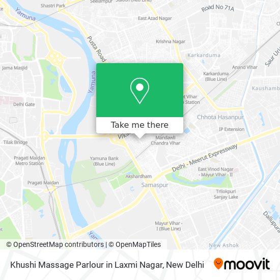 Khushi Massage Parlour in Laxmi Nagar map