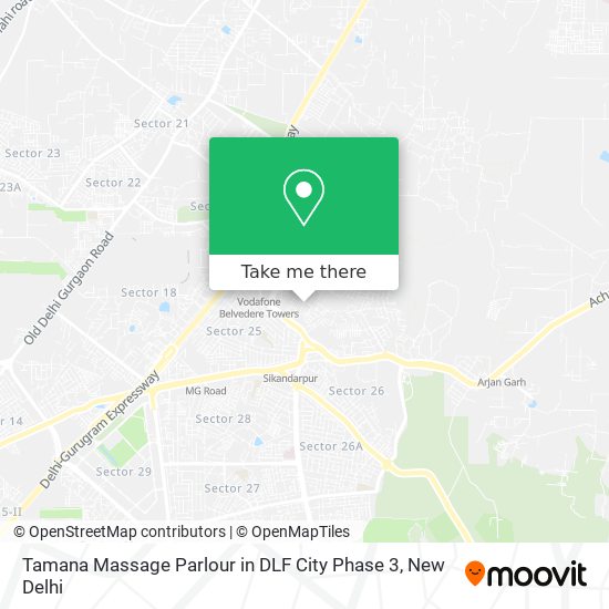 Tamana Massage Parlour in DLF City Phase 3 map