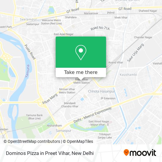 Dominos Pizza in Preet Vihar map