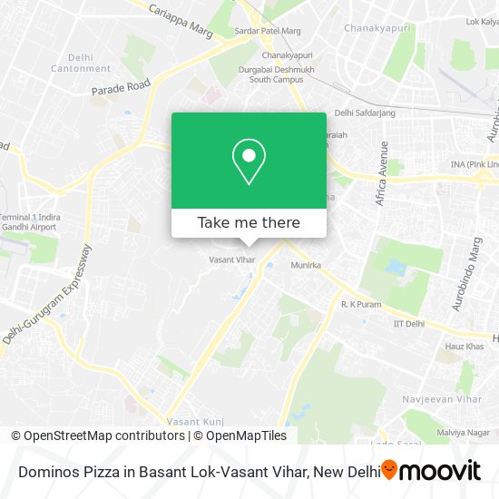 Dominos Pizza in Basant Lok-Vasant Vihar map