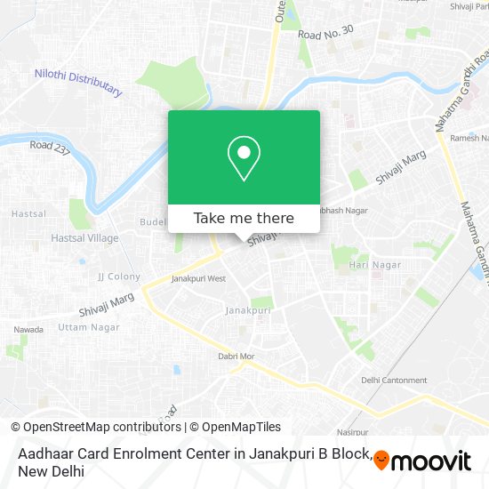 Aadhaar Card Enrolment Center in Janakpuri B Block map