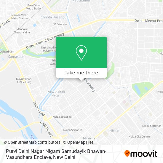 Purvi Delhi Nagar Nigam Samudayik Bhawan-Vasundhara Enclave map