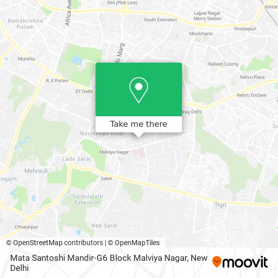 Mata Santoshi Mandir-G6 Block Malviya Nagar map