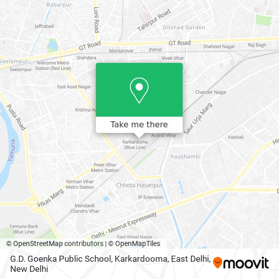 G.D. Goenka Public School, Karkardooma, East Delhi map