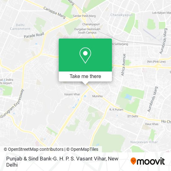 Punjab & Sind Bank-G. H. P. S. Vasant Vihar map