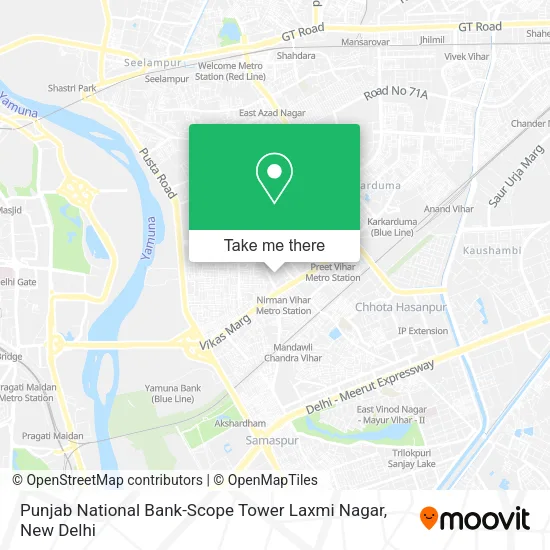 Punjab National Bank-Scope Tower Laxmi Nagar map
