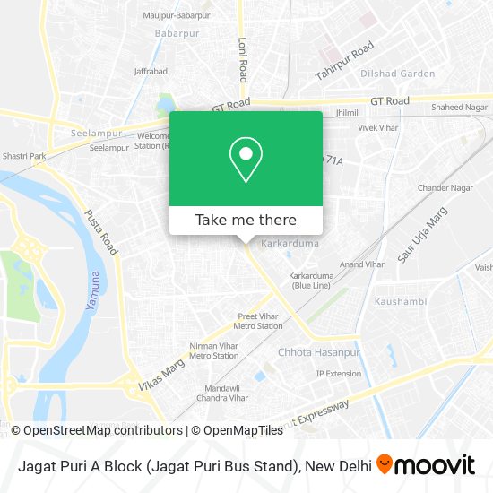 Jagat Puri A Block (Jagat Puri Bus Stand) map