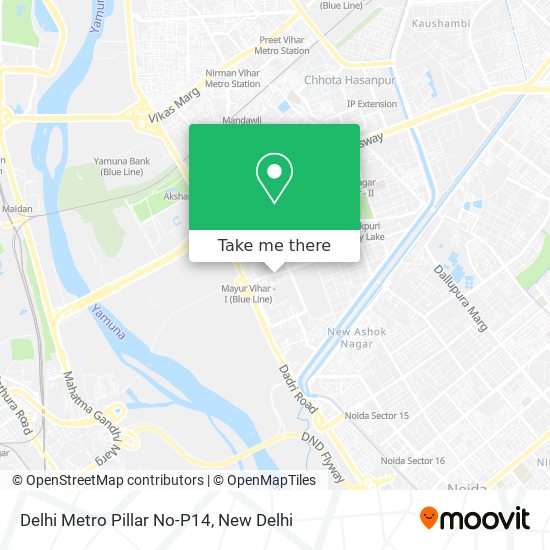 Delhi Metro Pillar No-P14 map