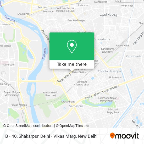 B - 40, Shakarpur, Delhi - Vikas Marg map