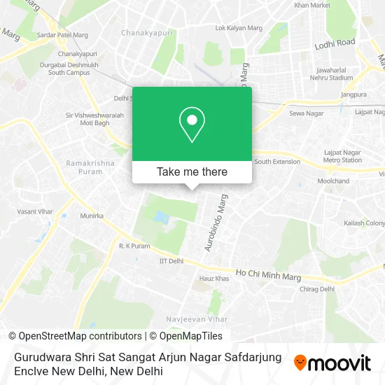 Gurudwara Shri Sat Sangat Arjun Nagar Safdarjung Enclve New Delhi map