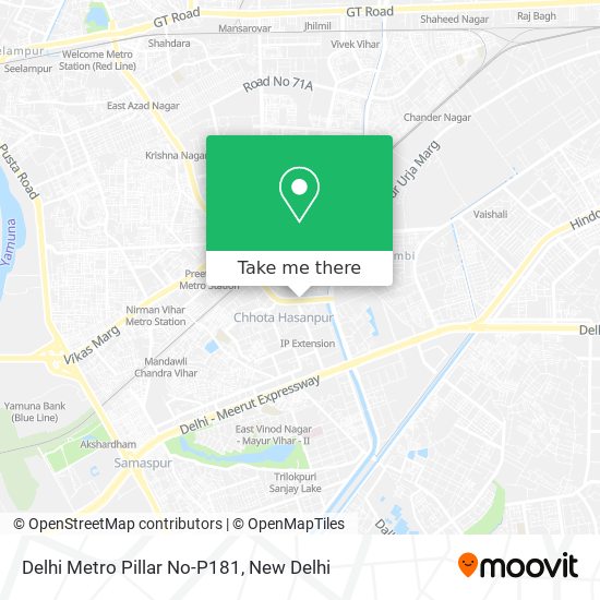 Delhi Metro Pillar No-P181 map