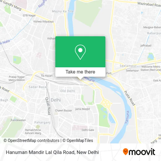 Hanuman Mandir Lal Qila Road map