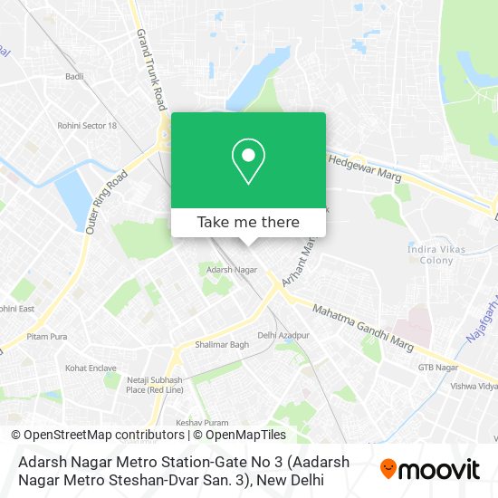 Adarsh Nagar Metro Station-Gate No 3 (Aadarsh Nagar Metro Steshan-Dvar San. 3) map