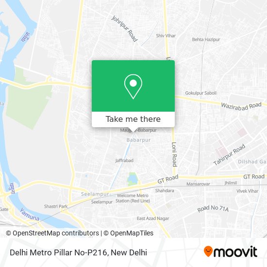 Delhi Metro Pillar No-P216 map