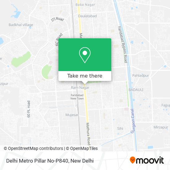 Delhi Metro Pillar No-P840 map