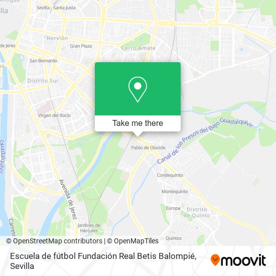 mapa Escuela de fútbol Fundación Real Betis Balompié