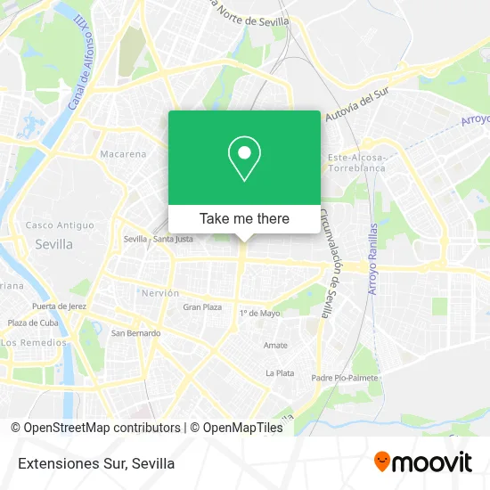 Extensiones Sur map