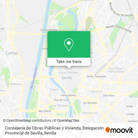 mapa Consejería de Obras Públicas y Vivienda, Delegación Provincial de Sevilla