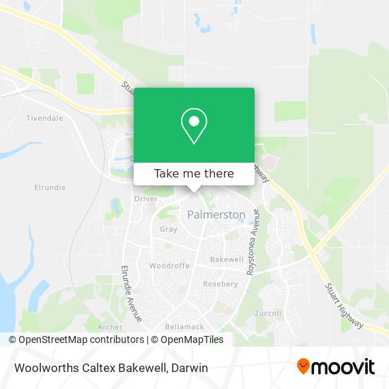 Mapa Woolworths Caltex Bakewell