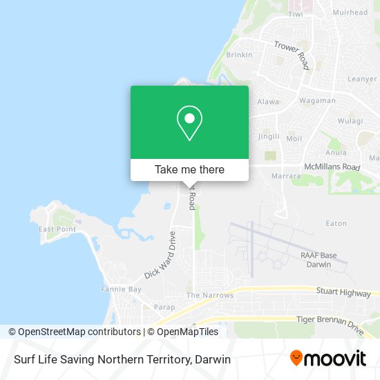 Mapa Surf Life Saving Northern Territory