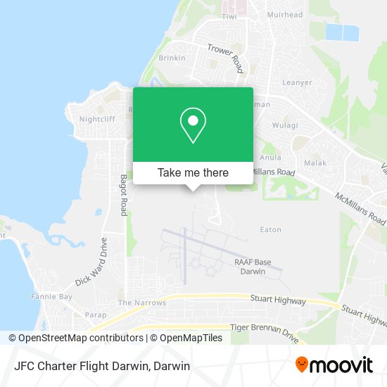 JFC Charter Flight Darwin map