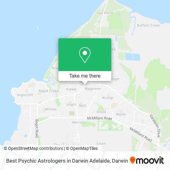 Mapa Best Psychic Astrologers in Darwin Adelaide