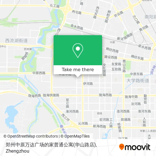 郑州中原万达广场的家普通公寓(华山路店) map