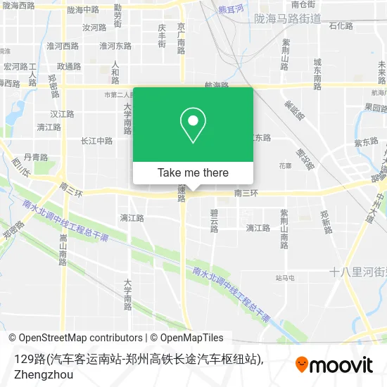 129路(汽车客运南站-郑州高铁长途汽车枢纽站) map