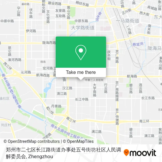 郑州市二七区长江路街道办事处五号街坊社区人民调解委员会 map
