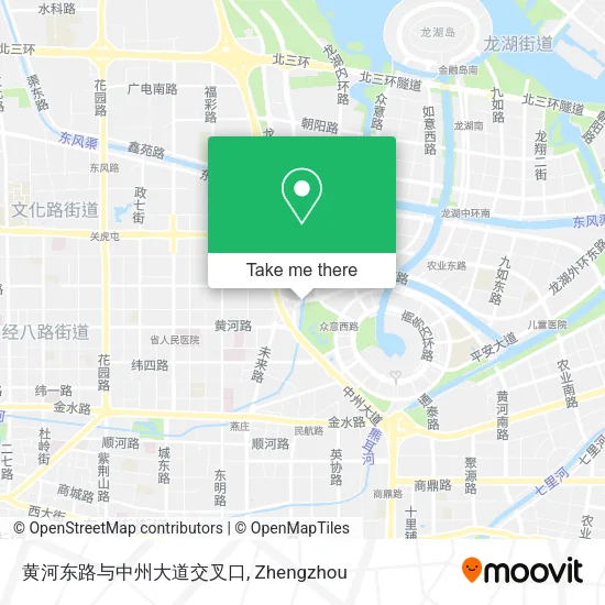 黄河东路与中州大道交叉口 map