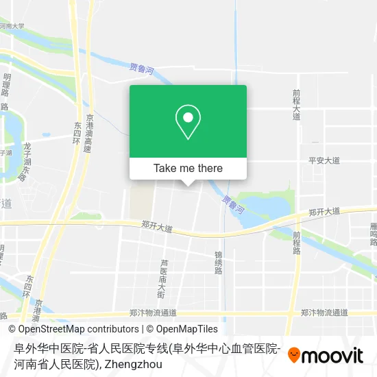 阜外华中医院-省人民医院专线(阜外华中心血管医院-河南省人民医院) map